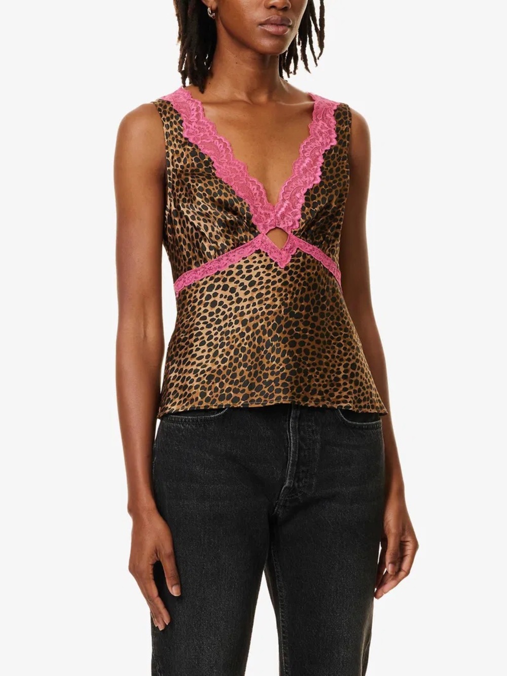 Reformation Aliceyn Leopard Lace Top